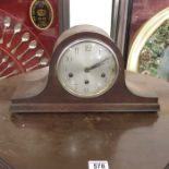 An oak cased Wellington style mantle clock.