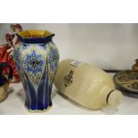 A Doulton Lambeth stoneware vase, dust pressed flo