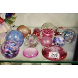Collection of paperweights including Caithness mil