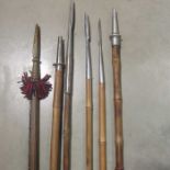 Five bamboo lances and a polearm with oak shaft.