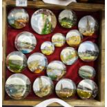 Eighteen Victorian souvenir glass paperweights, to