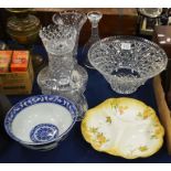 A Collection of cut glass including bowl, vases an