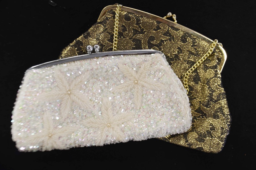 Two 1950s purses or evening bags, bead and gold la