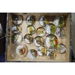 Eighteen Victorian Souvenir glass paperweights to