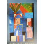 Hockney Paints The Stage, poster from the Hayward Exhibition 1983, trimmed, framed, together with an