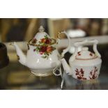 A miniature Royal Albert Old Country roses teapot