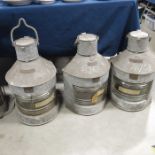 Three Galvanized ship's lanterns