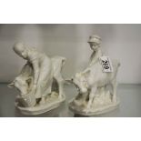 Two Royal Copenhagen blanc de chine figures of Dut