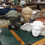 Three plaster or resin busts, after Ancient Classi