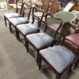 A set of five William IV rosewood dining chairs, c