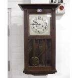 Oak cased wall clock, metal dial and eight day str