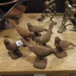 Six cast iron bird figures