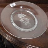 A Sevres Crystal glass dish, etched rose decoratio