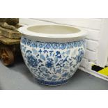 A Chinese blue and white jardiniere.