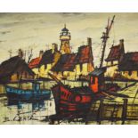 Boris Cenic (b.1921), Honfleur Harbour, oil on can