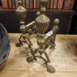 A pair of Victorian brass andirons