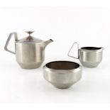 Robert Welch for Old Hall, a Modernist three piece stainless steel Alveston tea set