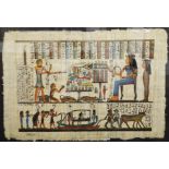 An ancient Egyptian style painting on papyrus of a