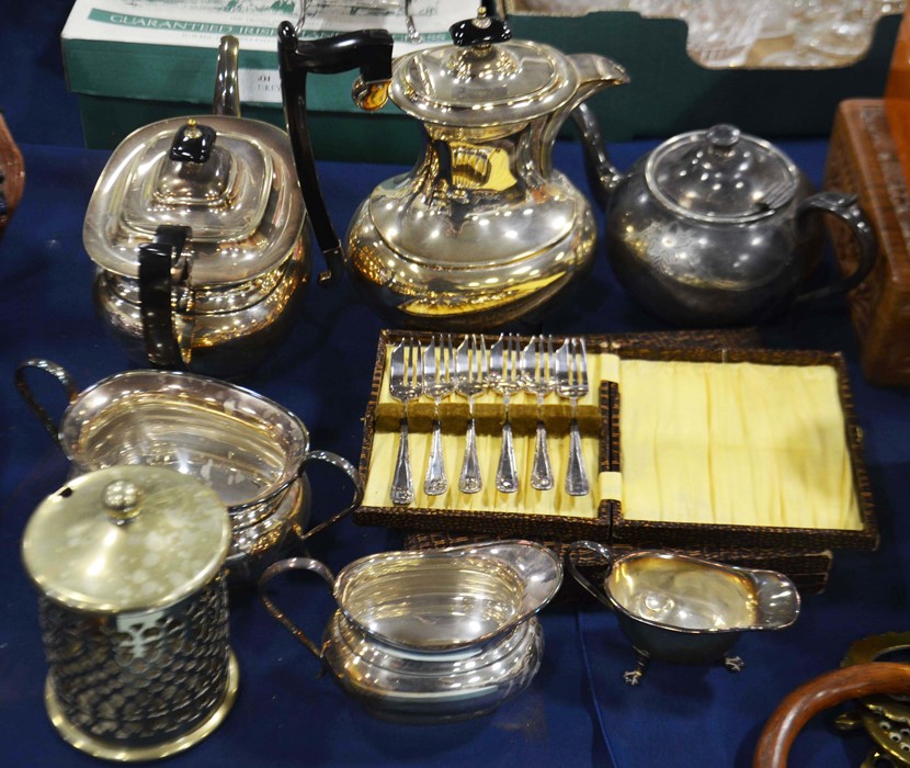 A Four piece silver plated tea service, A Britanni