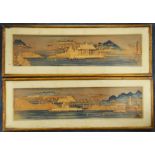A pair of Chinese cork pictures, Kaiping on the Ye