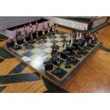 A SAC hand painted battle of Waterloo chess set in