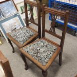 A pair of Edwardian bedroom chairs, pierced splat