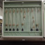 Nautical rope and pullies, in display case, 79 x 8