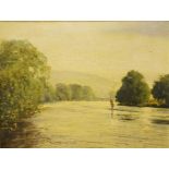 Walter Robin Jennings, 'Casting, River Severn, Worcester', oil on canvas, signed, 34cm x 44cm, fram
