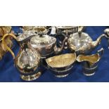Silver plated tea ware including teapots, hot wate