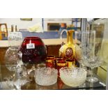 Collection of glassware including Bohemian gilt cr
