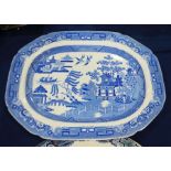 Two Staffordshire blue and white platters, includi