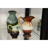 Two German pottery jug and vase.