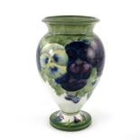 William Moorcroft, a Pansy on White lamp base, 1914, footed shouldered form with everted rim and