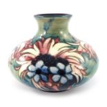 William Moorcroft, a Late Cornflower vase, circa 1932, squat baluster form, impressed marks and