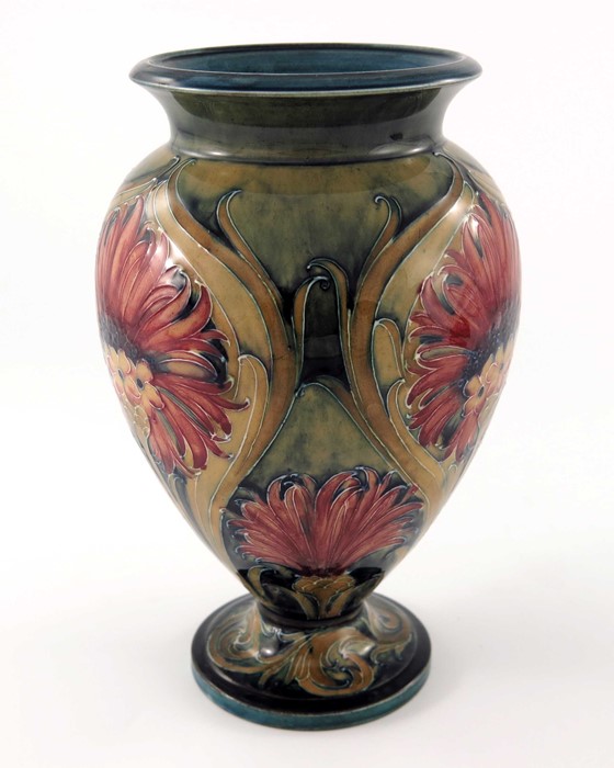 William Moorcroft for James MacIntyre, a Cornflower vase, circa 1913, footed ovoid form with everted - Image 5 of 8