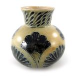 Robert Wallace Martin for Martin Brothers, a stoneware vase, 1882, spherical form with cylindrical