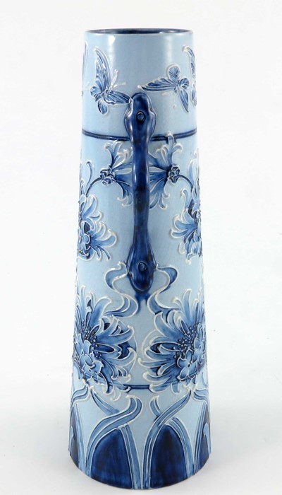 William Moorcroft for James MacIntyre, a Florian Ware Cornflower and Butterfly vase, circa 1898, - Image 3 of 7