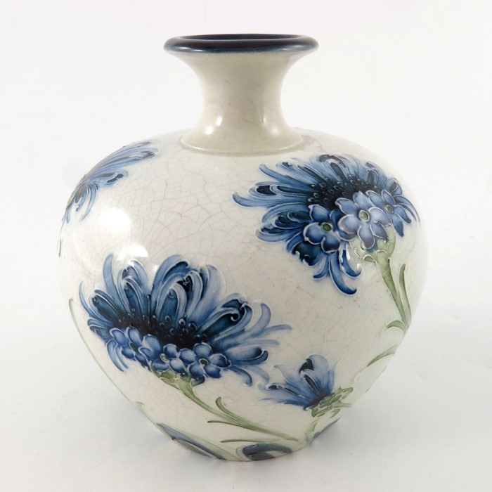 William Moorcroft for James MacIntyre, a Florian Ware blue Cornflower vase, circa 1903, ovoid form - Image 2 of 6