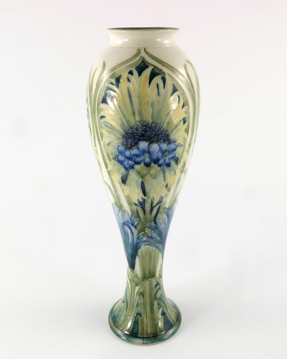 William Moorcroft for James MacIntyre, a Cornflower on white vase, circa 1908, elongated inverse - Image 3 of 6