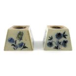 Robert Wallace Martin for Martin Brothers, a pair of stoneware planters, 1881, tapered cuboid