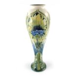 William Moorcroft for James MacIntyre, a Cornflower on white vase, circa 1908, elongated inverse