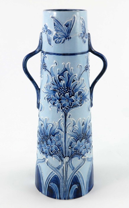 William Moorcroft for James MacIntyre, a Florian Ware Cornflower and Butterfly vase, circa 1898, - Image 2 of 7