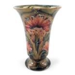 William Moorcroft for James MacIntyre, a Cornflower vase, circa 1911, footed trumpet form, printed