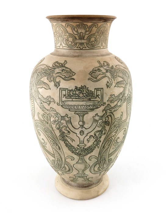 Edwin Martin for Martin Brothers, an unglazed stoneware vase, 1896, footed and shouldered form - Image 2 of 12