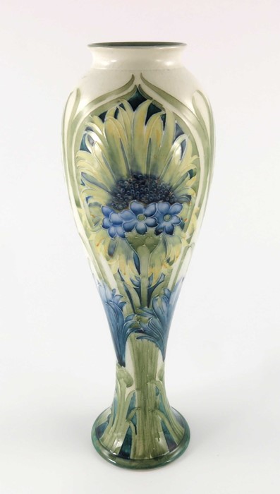 William Moorcroft for James MacIntyre, a Cornflower on white vase, circa 1908, elongated inverse - Image 4 of 6