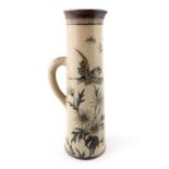 Edwin Martin for Martin Brothers, a stoneware jug, 1893, conical form, sgraffito with insects and