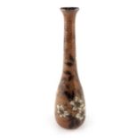 Edwin Martin for Martin Brothers, a stoneware vase, 1887, elongated bottle gourd form, sgraffito