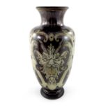 Edwin Martin for Martin Brothers, a stoneware vase, 1896, footed and shouldered form, sgraffito