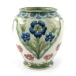 William Moorcroft for Pringle's Ltd., a Pink Poppy and Forget Me Not Panel vase, circa 1908, ovoid