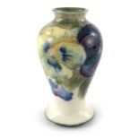 William Moorcroft, a small Pansy on white vase, circa 1915, inverse baluster form, impressed Burslem